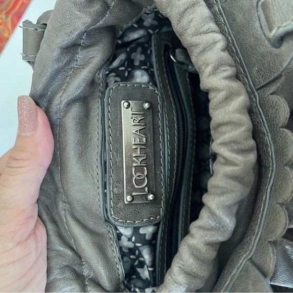 Gray Leather Lockhart Mini Flower Purse with Tassels M010446 - Picture 6 of 8